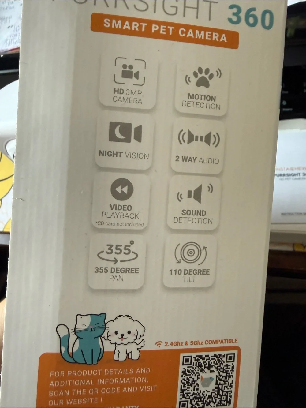 Instachew Purrsight 360° Smart Pet Camera, 1080P HD, Wireless, 2-Way Audio